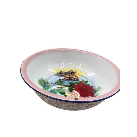 Vintage Floral Dragon Motif Peoples Republic China Cloisonne 14" Enamel Bowl